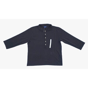 Chaps Women's 3/4 Sleeve Collared Black Shirt Gold Snaps New Size XL 100% Cotton